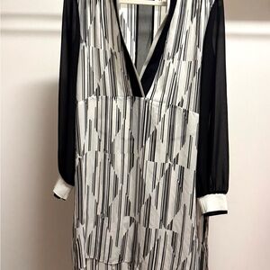 Elegant Black and White Geometric Dress